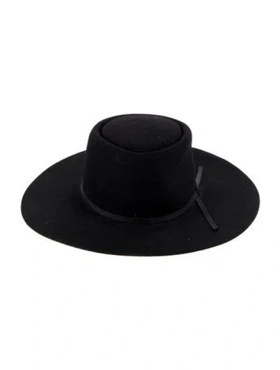 Pre-owned Stetson Ribbon Accent Wide Brim Gambler Hat In Black