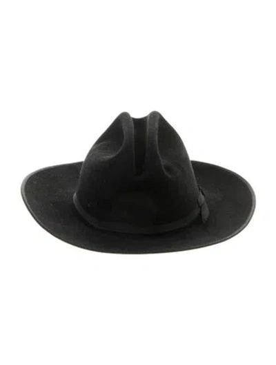 Pre-owned Stetson Ribbon Accent Wool Fedora Hat In Black
