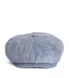 Stetson Silk-linen Herringbone Flat Cap In Blue