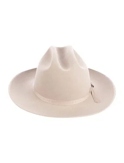 Pre-owned Stetson Solid Fedora Hat In Neutral