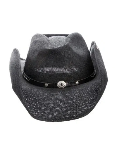 Pre-owned Stetson Straw Cowboy Hat In Black