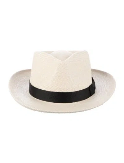 Pre-owned Stetson Straw Fedora Hat In Black/neutrals