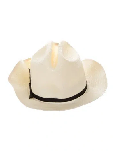 Pre-owned Stetson Straw Fedora Hat In Neutral