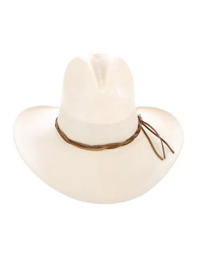 Pre-owned Stetson Straw Fedora Hat W/tags In White