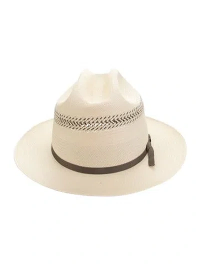 Pre-owned Stetson Straw Fedora In Neutrals