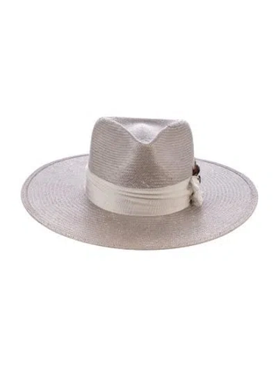 Pre-owned Stetson Straw Wide Brim Fedora In Grey
