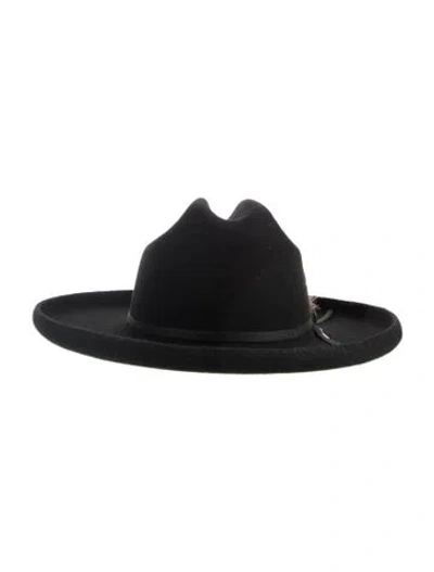Pre-owned Stetson Structured Wool Fedora Hat In Black