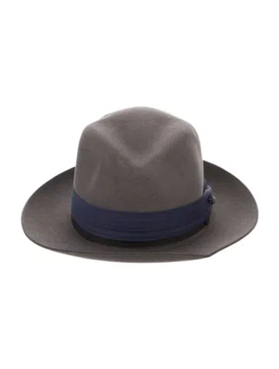 Pre-owned Stetson Suede Fedora Hat In Gray