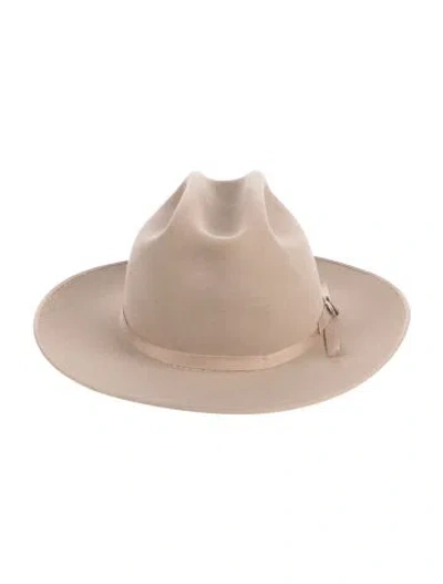 Pre-owned Stetson Suede Fedora Hat In Neutrals