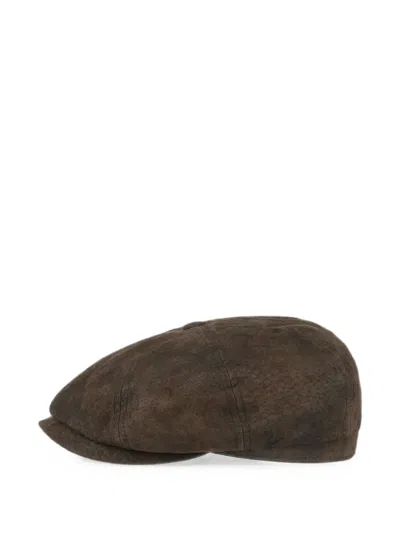 Stetson Suede Flat Cap In Brown