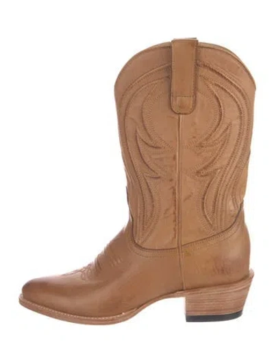 Pre-owned Stetson Suede Western Boots In Brown