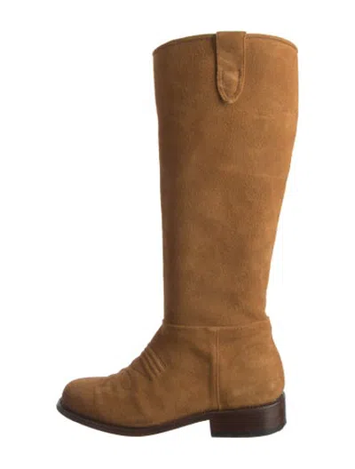 Pre-owned Stetson Suede Western Boots In Brown