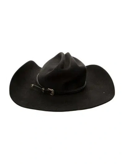 Pre-owned Stetson Suede Wide Brim Sun Hat In Black