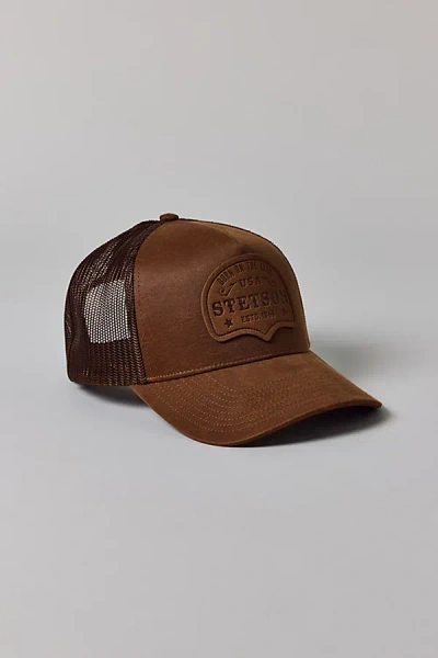 Stetson Tonal Logo Patch Trucker Hat In Brown, Men's At Urban Outfitters