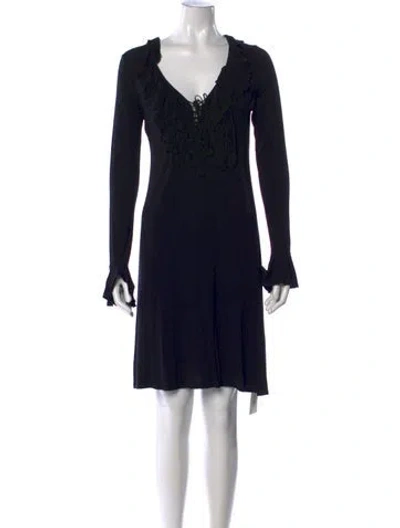 Pre-owned Stetson V-neck Knee-length Dress In Black