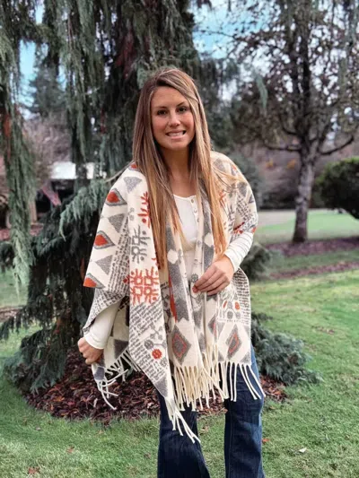 Stetson Women's Blanket Wrap In Gray Aztec In Multi