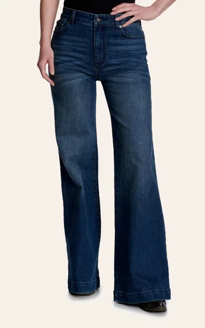 Stetson Women's Dark Wash Welt Pocket Wide Leg Jeans In Blue