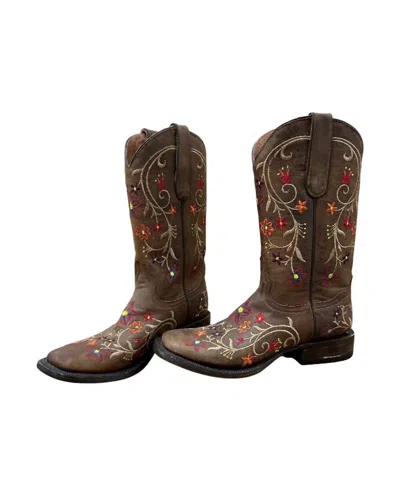 Stetson Women's Floral Square Toe In Brown In Multi