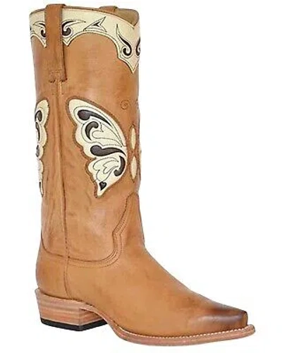 Pre-owned Stetson Women's Mariposa Western Boot - Snip Toe - 12-021-6105-0200 Ta In Brown