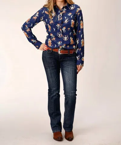 Stetson Women's Roper Print Shirt In Blue