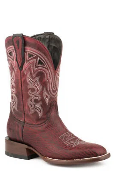 Pre-owned Stetson Womens Black Cherry Shark 11in Jbs Cowboy Boots