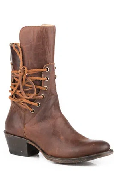 Pre-owned Stetson Womens Brown Leather Emory 10in Fashion Boots