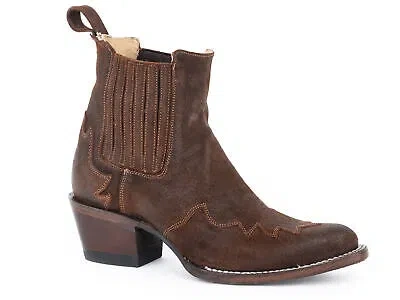 Pre-owned Stetson Womens Brown Leather Kaia 5in Western Ankle Boots
