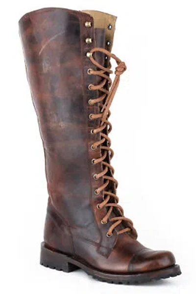 Pre-owned Stetson Womens Brown Leather Winter 16in Lace-up Fashion Boots