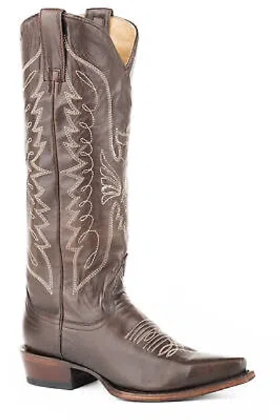 Pre-owned Stetson Womens Chocolate Leather Marisol Cowboy Boots In Brown