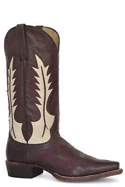 Pre-owned Stetson Womens Dani Brown Leather Cowboy Boots