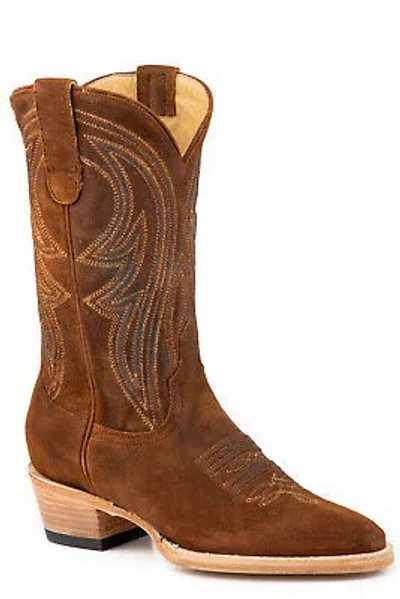 Pre-owned Stetson Womens Nora Tan Leather Cowboy Boots In Brown