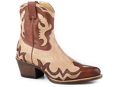 Pre-owned Stetson Womens Sasha Brown Leather Cowboy Boots