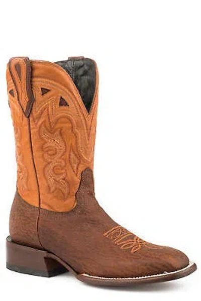 Pre-owned Stetson Womens Tan Shark 11in Jbs Cowboy Boots In Brown