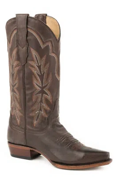 Pre-owned Stetson Womens Tobacco Leather Casey Cowboy Boots In Brown