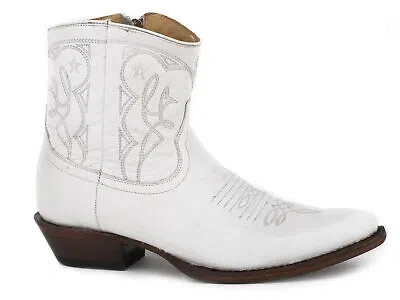 Pre-owned Stetson Womens White Leather Annika 5in Ankle Boots