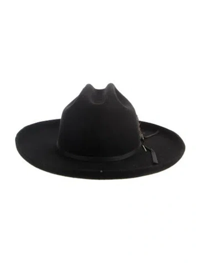 Pre-owned Stetson Wool Blend Gambler Hat In Black