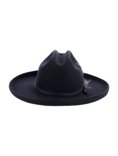 Pre-owned Stetson Wool Felt Gambler Hat In Black