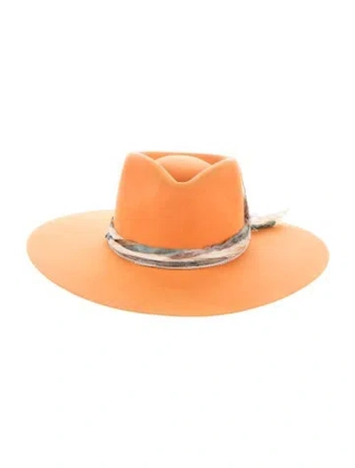 Pre-owned Stetson Wool Wide-brim Fedora Hat In Orange