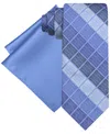 Steve Harvey Men's Gradient Squares Tie & Solid Pocket Square Set