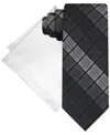 Steve Harvey Men's Gradient Squares Tie & Solid Pocket Square Set