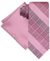 Steve Harvey Men's Gradient Squares Tie & Solid Pocket Square Set