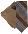 Steve Harvey Men's Gradient Squares Tie & Solid Pocket Square Set