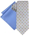 Steve Harvey Men's Medallion Tie & Solid Pocket Square Set