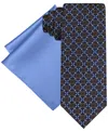 Steve Harvey Men's Medallion Tie & Solid Pocket Square Set