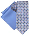 Steve Harvey Men's Medallion Tie & Solid Pocket Square Set