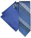 Steve Harvey Men's Extra Long Ornate Block Tie & Solid Pocket Square Set In Navy