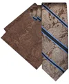 Steve Harvey Men's Stripe Paisley Extra Long Tie & Pocket Square Set In Taupe