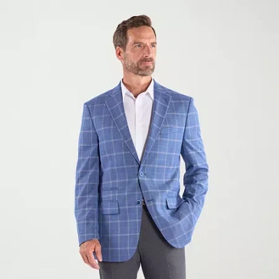 Steve Harvey Mens Plaid Sport Coat In Blue