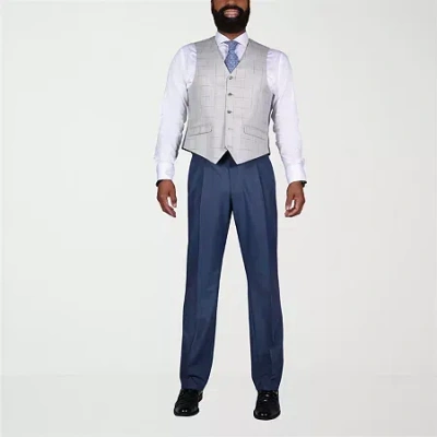 Steve Harvey Mens Stretch Fabric Classic Fit Pleated Front Suit Pant In Blue