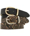 Steve Madden 1-3/10" Faux-leather Belt, Set Of 2 In Gold